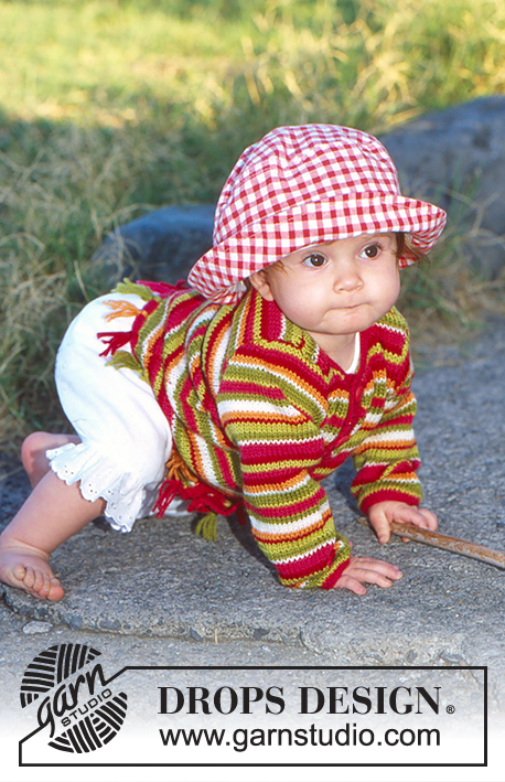 Cherub Stripes / DROPS Baby 10-24 - Casaco ou pulôver às riscas DROPS em Baby-Ull e Camelia