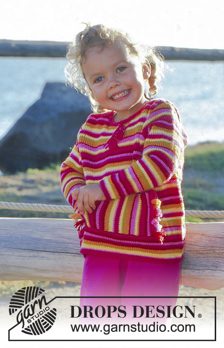 Summer Wish / DROPS Baby 10-4 - Strikket jakke eller genser til baby og barn i DROPS Baby Merino. Arbeidet strikkes med striper og lomme. Størrelse 1 mnd - 4 år.