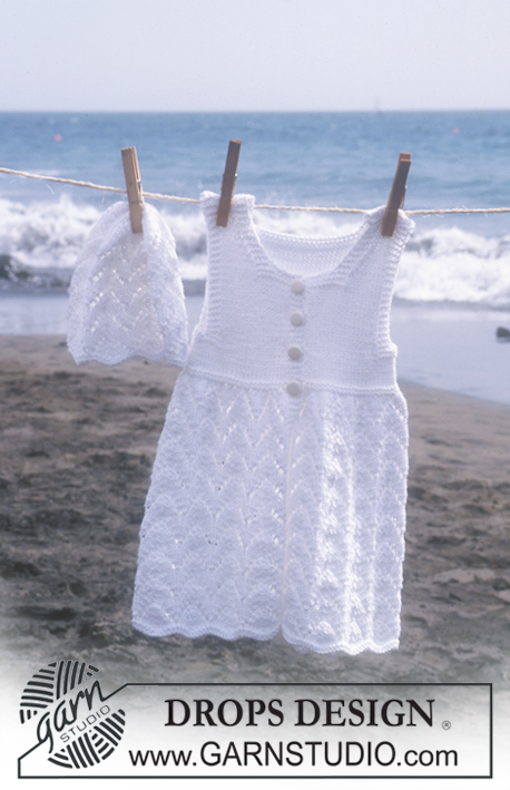 Beach Baby / DROPS Baby 10-7 - Kleid ohne Ärmel und Mütze in „Safran“