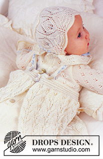 Angel Kissed / DROPS Baby 11-15 - DROPS Baby 11-15
A szett a következőkből áll: keresztelő ruha, sapka és nadrág