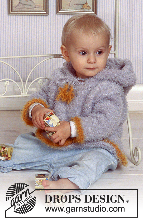 Sweet Christopher / DROPS Baby 11-20 - Sweter na drutach z kapturem, z włóczki DROPS Pelliza