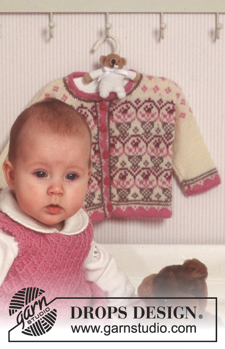 Edison / DROPS Baby 11-6 - Strikket sett med jakke og lue til baby i DROPS Baby Merino. Arbeidet strikkes med nordisk mønster. Størrelse 1 mnd til 2 år.