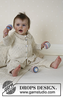 Snow Baby / DROPS Baby 13-18 - DROPS Jacket, trousers, bonnet, socks, blanket, ball and rattle in Alpaca