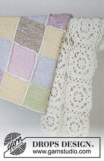 Daisy Meadow / DROPS Baby 13-20 - Crochet DROPS blanket in 2 threads of Alpaca. Theme: Baby blanket