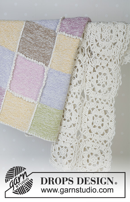 Daisy Meadow / DROPS Baby 13-20 - Crochet DROPS blanket in 2 threads of Alpaca. Theme: Baby blanket