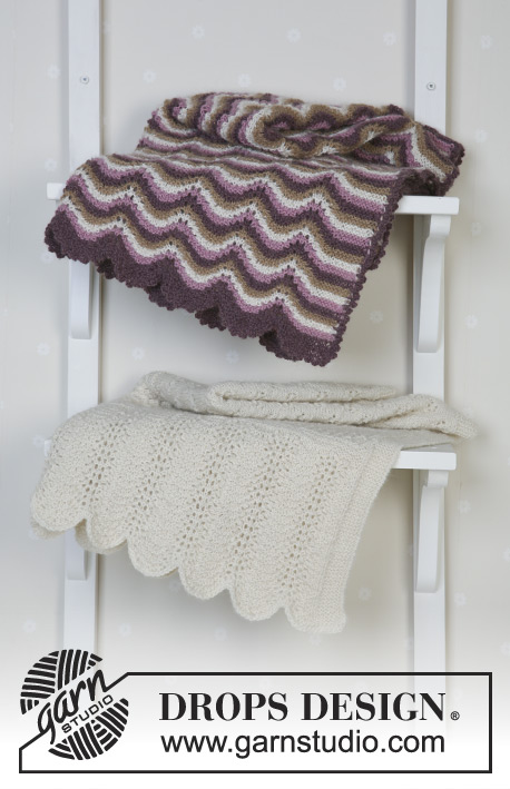 Teint de Neige / DROPS Baby 13-22 - Blanket with pattern in Alpaca. Theme: Baby blanket