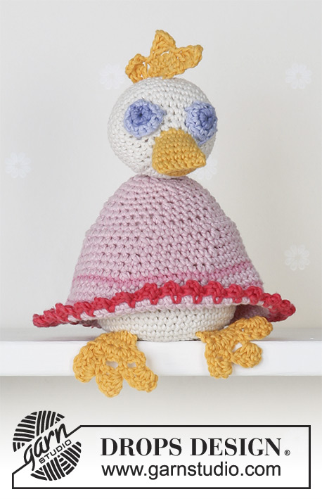 Mama Duck / DROPS Baby 13-29 - Crochet duck toy in DROPS Safran or DROPS Muskat