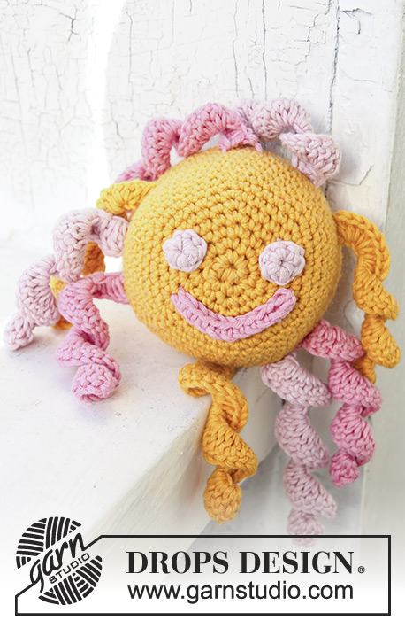 Sunny Smile / DROPS Baby 13-30 - Hæklet sol i DROPS Safran eller DROPS Muskat