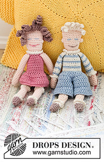 Peter / DROPS Baby 13-33 - Bonecos em croché Petra e Pernille em DROPS Muskat