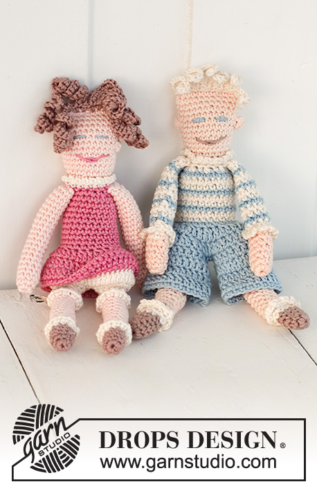 Pernille / DROPS Baby 13-37 - Bonecas em croché Peter e Pernille em DROPS Muskat