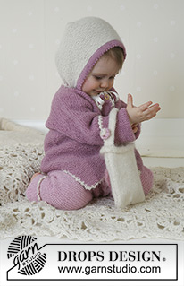 Little Lisa / DROPS Baby 13-6 - Chaqueta, pantalón, bonete, bolso y frazada en “Alpaca”.