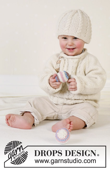 Toby / DROPS Baby 13-7 - Strikket genser og lue til baby og barn i DROPS Alpaca. Arbeidet strikkes med raglan og fletter. Størrelse 1 mnd - 4 år. 