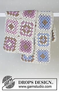 Granny's Hugs / DROPS Baby 14-24 - Crochet blanket with granny squares in 2 threads of DROPS Alpaca. Theme: Baby blanket