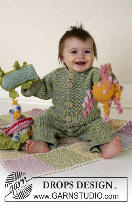 DROPS Baby 14-26 - Knitted overall with seamless sleeves. Sizes baby and children from 1 month to 4 years.