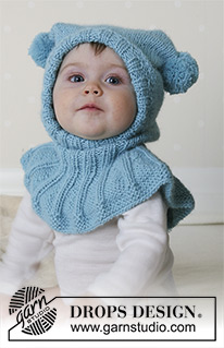 Funny Jester / DROPS Baby 14-28 - Knitted jester hat with collar and pompons in DROPS Alpaca. Sizes baby and children from 1 month to 4 years.