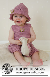 Little Miss Berry / DROPS Baby 14-4 - Crochet dress and summer hat in DROPS Alpaca. Knitted and felted bag in DROPS Alaska. Sizes for baby and children, 1 month to 4 years.