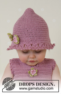 Little Miss Berry / DROPS Baby 14-4 - Šaty a klobouk háčkované z příze DROPS Alpaca. Plstěná kabelka pletená z příze DROPS Alaska. Velikosti pro miminka i děti, od 1 měsíce do 4 let. 