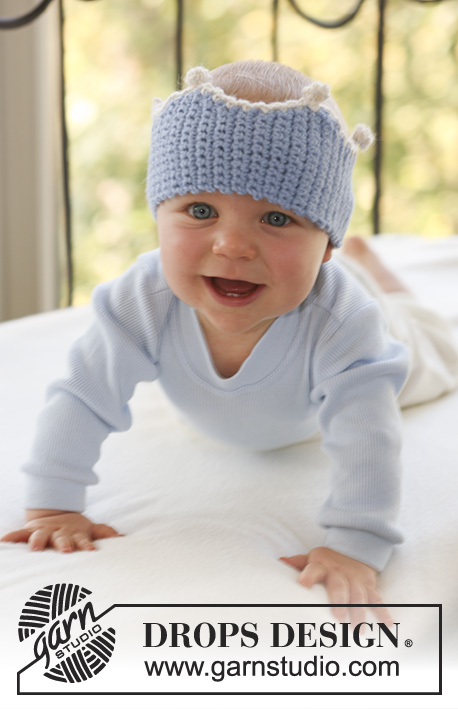 Prince Charming / DROPS Baby 16-11 - Bandeau Couronne au crochet pour bébé et enfant, en DROPS Alpaca