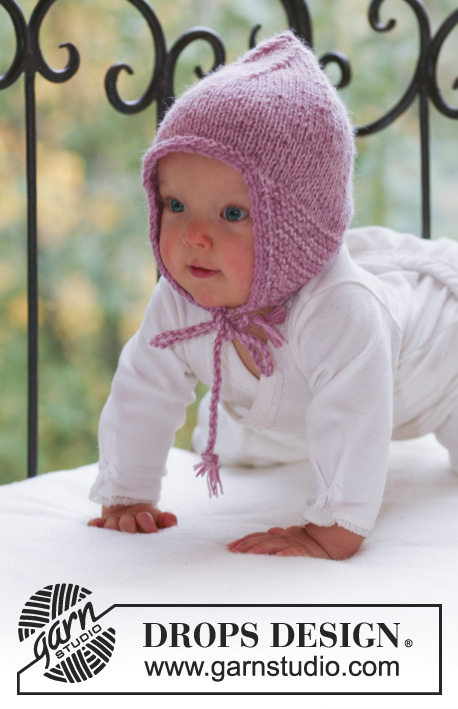 Sweet Pixie / DROPS Baby 16-13 - Niemowlęca i dziecięca czapeczka na drutach, podwójną nitką włóczki DROPS Alpaca