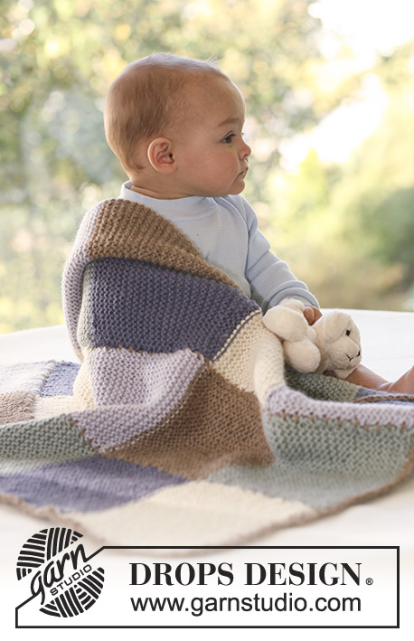 Winter Squares / DROPS Baby 16-17 - Manta tricotada em ponto jarreteira com 2 fios DROPS Alpaca para bebés e crianças