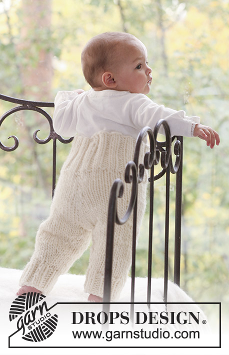 Tobias / DROPS Baby 16-21 - Calças tricotadas em DROPS Snow para bebés e crianças