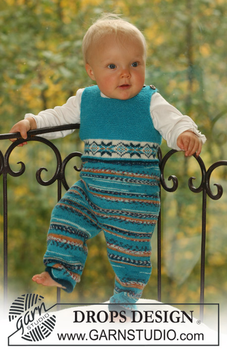 Little Shepherd / DROPS Baby 16-23 - Knitted baby jumpsuit with or without buttons between the legs, in DROPS Fabel and DROPS Alpaca
