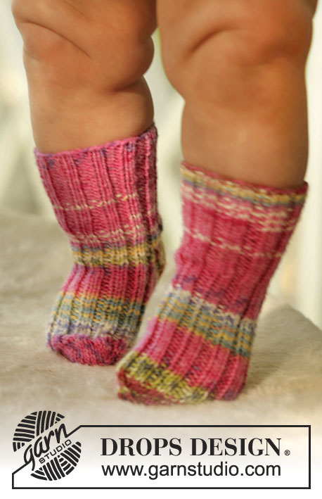 Little Jamboree Socks / DROPS Baby 16-27 - Niemowlęce i dziecięce skarpetki na drutach, z włóczki DROPS Fabel 