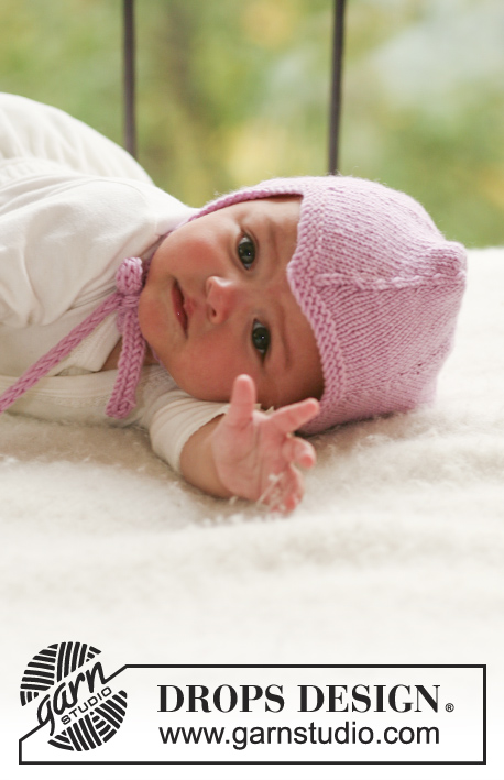 Fairy Rose / DROPS Baby 16-5 - Cappello lavorato ai ferri a maglia rasata per neonati e bambini in DROPS Merino Extra Fine.
