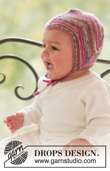Little Jamboree Hat / DROPS Baby 16-6 - Knitted bonnet in garter st for baby and children in DROPS Fabel