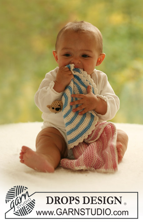 Cuddly Friend / DROPS Baby 17-26 - Petites couvertures doudous au crochet et au tricot, avec des animaux, en DROPS Muskat