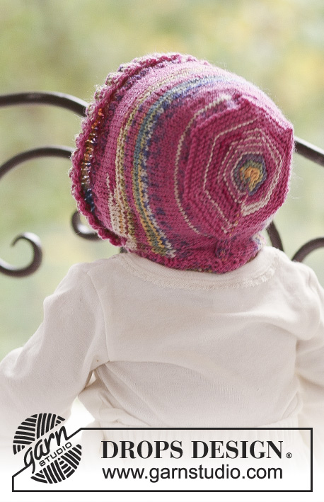 Little Miss / DROPS Baby 18-11 - Dětská čepička – čepec pletená z příze DROPS Fabel.