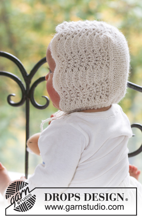 Poppy's Bonnet / DROPS Baby 18-12 - Dětský čepeček s vlnkovým vzorem pletený z příze DROPS Alpaca. 
