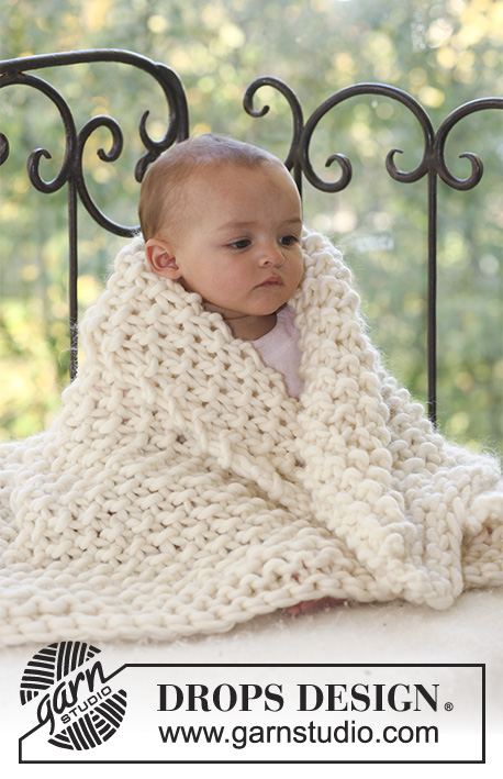 Seashell Fairy / DROPS Baby 18-15 - Knitted baby blanket in moss st in DROPS Polaris