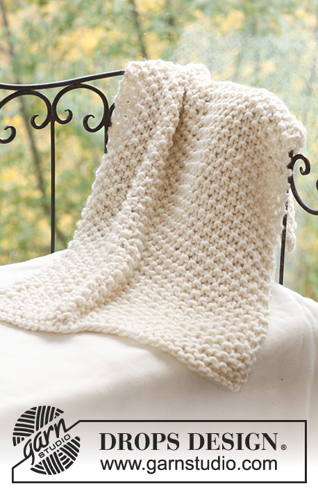 Seashell Fairy / DROPS Baby 18-15 - Knitted baby blanket in seed st in DROPS Polaris