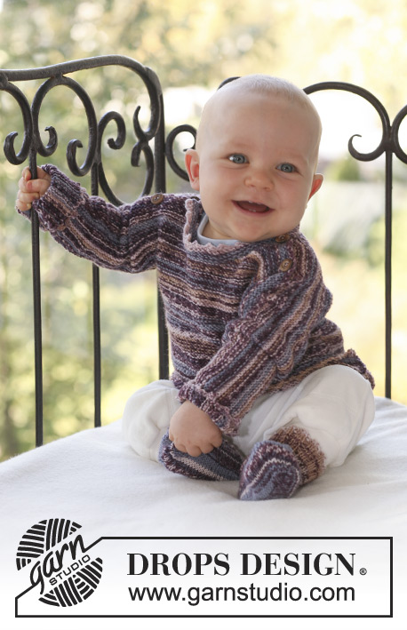 Ferdinand / DROPS Baby 18-18 - Souprava: dětský pulovr a ponožky pletené z příze DROPS Fabel
