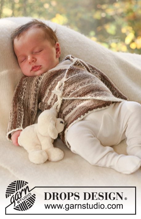 Tender Dreams / DROPS Baby 18-3 - Dětský zavinovací kabátek pletený z příze DROPS Fabel. 