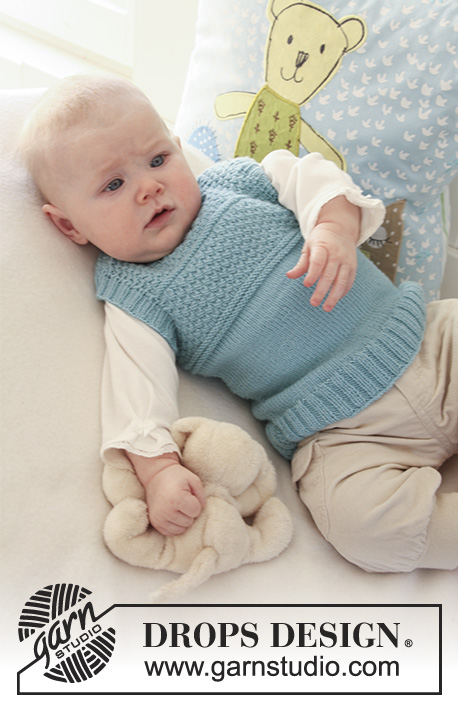 Petit Lord / DROPS Baby 19-20 - Knitted vest / slipover with textured pattern for baby and children in DROPS BabyMerino