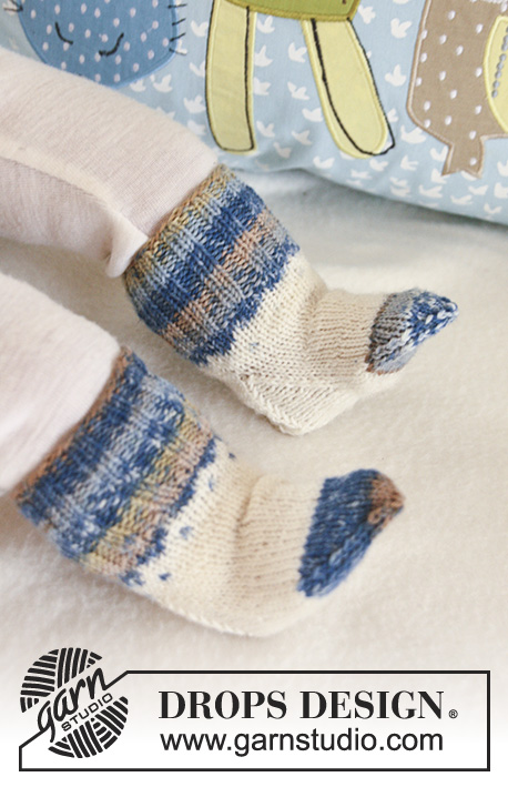 Hello Stripes! Socks / DROPS Baby 19-27 - Calze per neonati e bambini lavorate ai ferri in DROPS Fabel.
