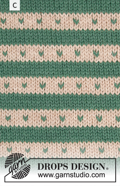 Hello Stripes / DROPS Baby 19-3 - Settet består av:
Strikket Fanagenser med flerfarget mønster og raglan, bukse og sokker i DROPS Fabel.