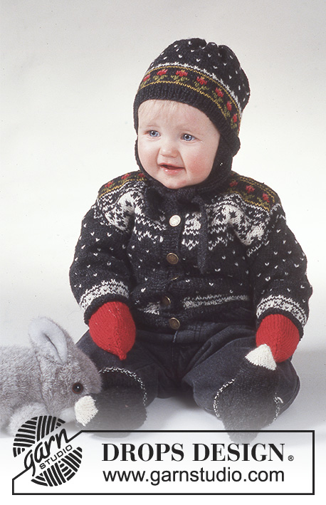 Funny Frederic / DROPS Baby 2-11 - DROPS jacket in Norwegian pattern, trousers, socks and hat. 