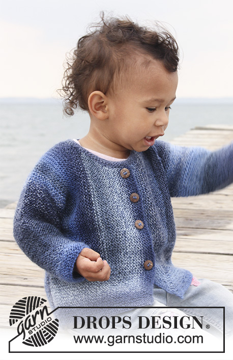 Tamzyn / DROPS Baby 20-15 - Veste au tricot pour bébé et enfant, au point mousse, en DROPS Delight