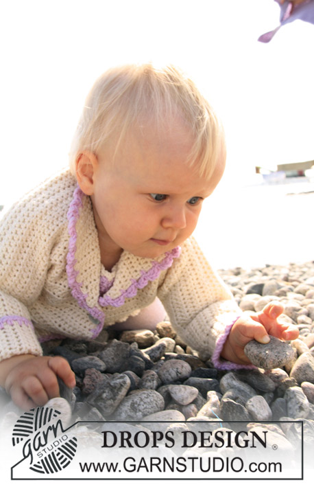 Sophie by the Sea / DROPS Baby 20-17 - Crochet jacket with pockets for baby and children in DROPS Merino Extra Fine