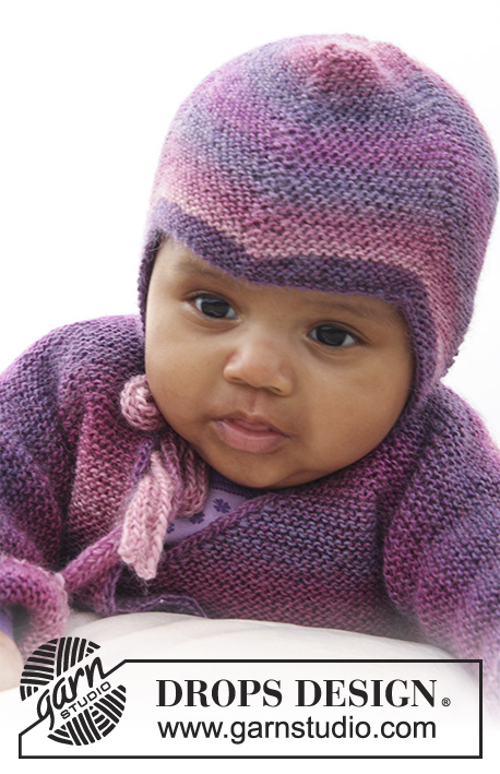 Sweet Evelina Hat / DROPS Baby 20-2 - Niemowlęca i dziecięca czapka na drutach ściegiem francuskim z włóczki DROPS Delight