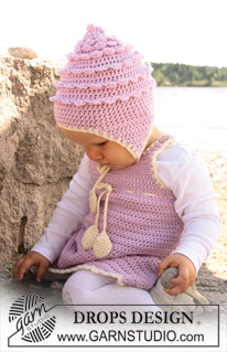 Sweet Little Cupcake / DROPS Baby 20-20 - Set of crochet dress and hat for baby and children in DROPS Merino Extra Fine
