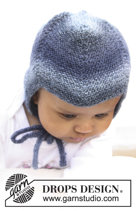 Baby Blue Hat / DROPS Baby 20-5 - Dětská čepice pletená vroubkovým vzorem z příze DROPS Delight