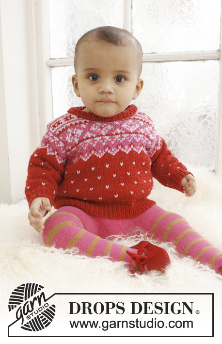 Rubin / DROPS Baby 21-18 - Gebreide trui met Scandinavisch patroon voor baby en kinderen in DROPS Merino Extra Fine