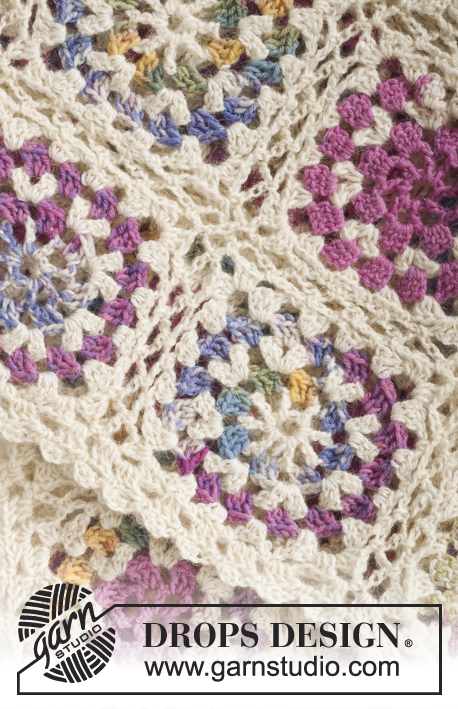 Circles of love / DROPS Baby 21-19 - Gehäkelte Babydecke mit Granny Squares in DROPS Fabel