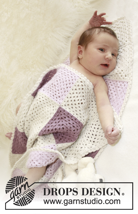 Wrap With Love / DROPS Baby 21-27 - Couverture au crochet pour bébé, composée de carrés, en DROPS BabyAlpaca Silk
