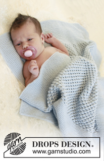 Bundle of Joy / DROPS Baby 21-38 - Knitted baby blanket with blackberry pattern in DROPS Alpaca