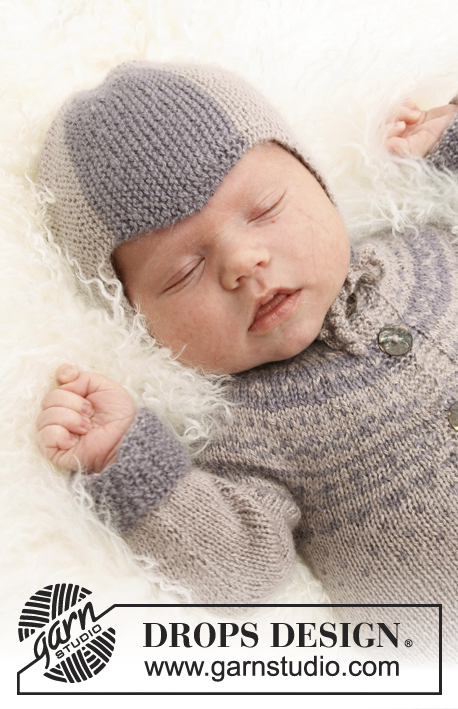 Wonderchild / DROPS Baby 21-4 - Szett: kötött sapka és overall babáknak és kisgyerekeknek, norvégmintával, Baby Alpaca Silk fonalból.